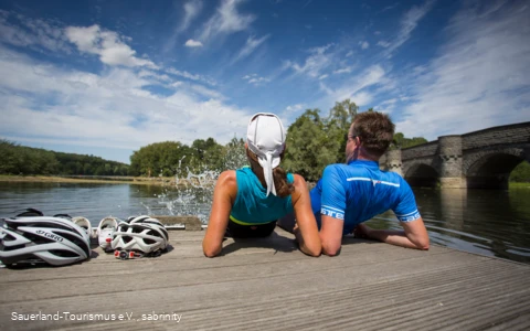 Radfahrer Pause Kanzelbrücke