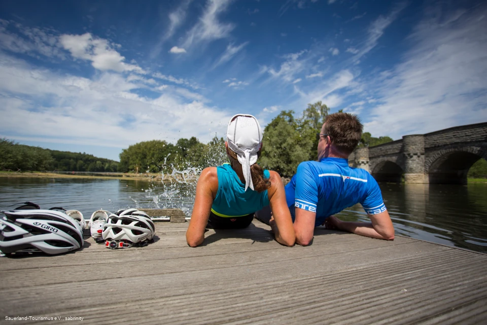 Radfahrer Pause Kanzelbrücke