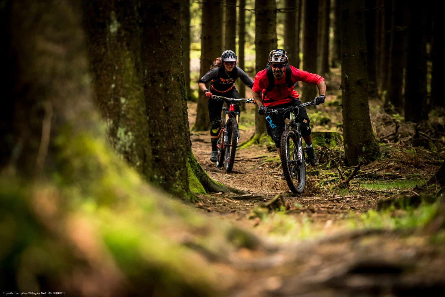 Mountainbiker auf Waldweg in Willingen